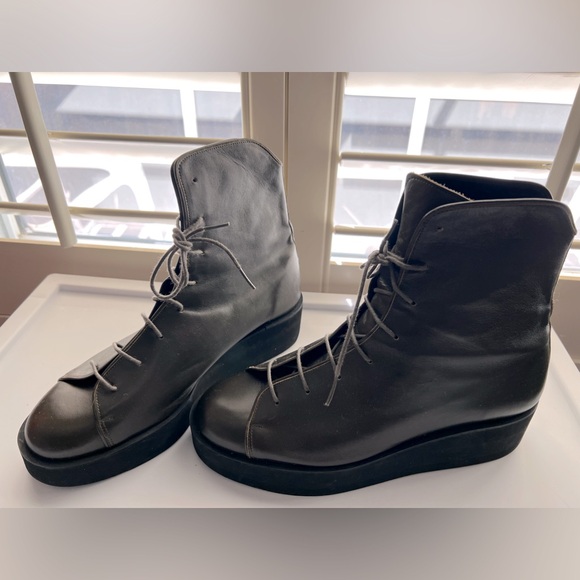 Smooth Leather Lace Up Ankle Boots - Picture 1 of 1